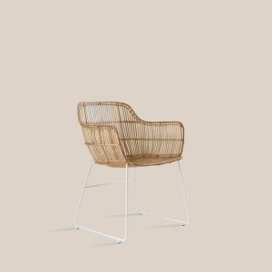 Zagreb Rattan Chair Natural White Legs