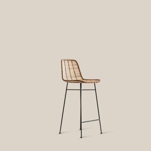 Eva Rattan Bar Stool Black Leg – High