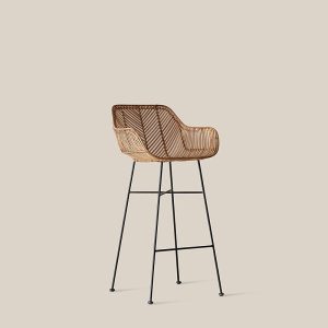 Havana Rattan Bar Stool Black Leg High