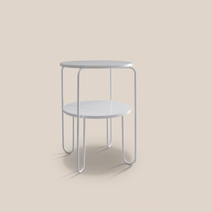 Lucien Wooden Side Table With Chrome White Legs