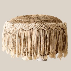 Island Pouf With Macrame Fringe