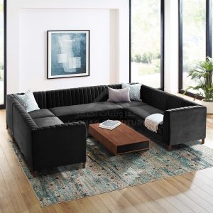 Blues Tufted U-Shaped Sofa
