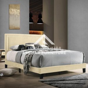 Nailhead Velvet Panel Bed