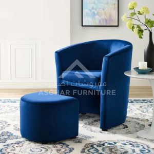 Huggy Velvet Armchair and Ottoman