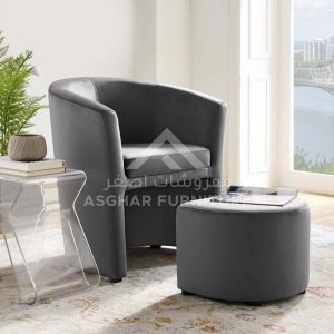 Huggy Velvet Armchair and Ottoman