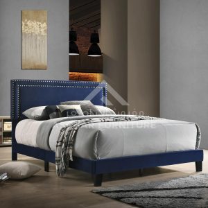 Nailhead Velvet Panel Bed